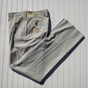 CHARLESTON KHAKIS Pants Men's 36 Blue Beige Pinstriped Seersucker Straight NWT